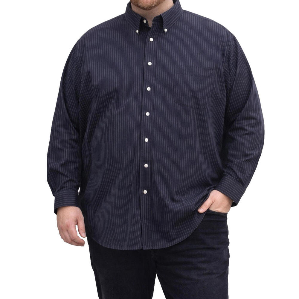 Roundtree & Yorke Men’s Button Down Shirt Size 2XT Blue Striped Long Sleeve